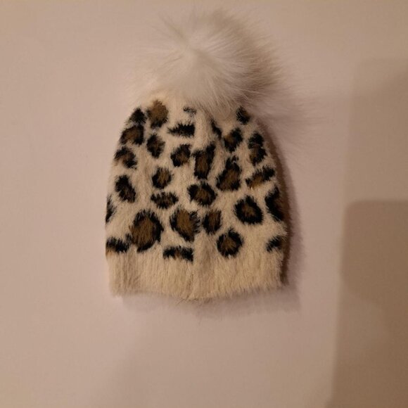 Densley girls' knit tuque (beanie) girl 2-3 animal print faux-fur pom-pom NWT - Picture 4 of 4